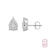 Radiant Pear Halo Stud Earrings | 0.62 CTW Lab-Created Diamonds | Sterling Silver