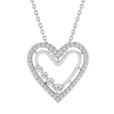 Silver 0.50ct Round Diamond Ladies Heart Necklace
