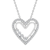Silver 0.50ct Round Diamond Ladies Heart Necklace