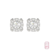 Classic Round Halo Stud Earrings | 0.75 CTW Lab-Created Diamonds | Sterling Silver