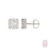 Classic Round Halo Stud Earrings | 0.75 CTW Lab-Created Diamonds | Sterling Silver