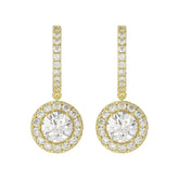 LADIES EARRINGS 3CT ROUND DIAMOND 14K YELLOW GOLD (CENTER STONE ROUND DIAMOND 2CT )