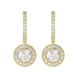 LADIES EARRINGS 3CT ROUND DIAMOND 14K YELLOW GOLD (CENTER STONE ROUND DIAMOND 2CT )