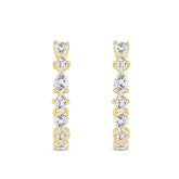 LADIES HOOP EARRINGS 2CT ROUND/PEAR DIAMOND 14K YELLOW GOLD