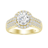 LADIES RING 2 1/4CT ROUND DIAMOND 14K YELLOW GOLD (CENTER STONE ROUND DIAMOND 1 1/2CT )