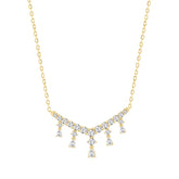 LADIES NECKLACE 3CT ROUND/PEAR DIAMOND 14K YELLOW GOLD