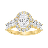 LADIES RING 2 3/8CT ROUND/PRINCESS DIAMOND 14K YELLOW GOLD (CENTER STONE OVAL DIAMOND 1 1/4CT )