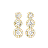 LADIES EARRINGS 3 3/4CT ROUND DIAMOND 14K YELLOW GOLD (CENTER STONE ROUND DIAMOND 1 1/3CT)