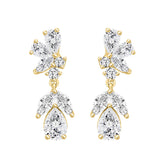 LADIES EARRINGS 4CT ROUND/MARQUISE/PEAR DIAMOND 14K YELLOW GOLD