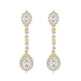 LADIES LINEAR EARRINGS 2 3/4CT PEAR/ROUND DIAMOND 14K YELLOW GOLD (CENTER STONE PEAR DIAMOND 1CT )
