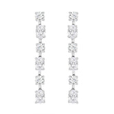 LADIES LINEAR EARRINGS 4 1/2CT OVAL/ROUND DIAMOND 14K WHITE GOLD