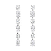 LADIES LINEAR EARRINGS 4 1/2CT OVAL/ROUND DIAMOND 14K WHITE GOLD