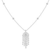 LADIES NECKLACE 7 1/2CT ROUND/PEAR/EMERALD DIAMOND 14K WHITE GOLD