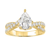 LADIES RING 2CT ROUND/PEAR DIAMOND 14K YELLOW GOLD (CENTER STONE PEAR DIAMOND 1 1/2CT )