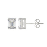 14K WHITE GOLD 2CT EMERALD DIAMOND LADIES SOLITAIRE EARRINGS