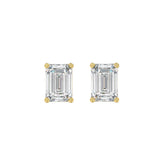 14K YELLOW GOLD 2CT EMERALD DIAMOND LADIES SOLITAIRE EARRINGS