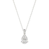 LADIES SOLITAIRE PENDANT WITH CHAIN 1/2CT PEAR DIAMOND 14K WHITE GOLD