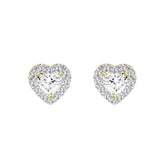 14K YELLOW GOLD1 3/8CT ROUND / HEART DIAMOND LADIES EARRINGS (CENTER STONE HEART DIAMOND 1CT )
