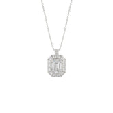 LADIES PENDANT WITH CHAIN 1 3/8CT ROUND/EMERALD DIAMOND 14K WHITE GOLD (CENTER STONE EMERALD DIAMOND 1CT )