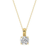 LADIES SOLITAIRE PENDANT WITH CHAIN 1/2CT ROUND DIAMOND 14K YELLOW GOLD