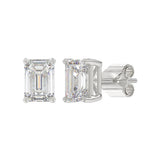 LADIES SOLITAIRE EARRINGS 3CT EMERALD DIAMOND 14K WHITE GOLD