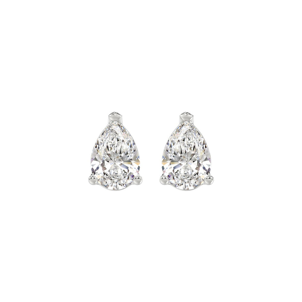 LADIES SOLITAIRE EARRINGS 2CT PEAR DIAMOND 14K WHITE GOLD