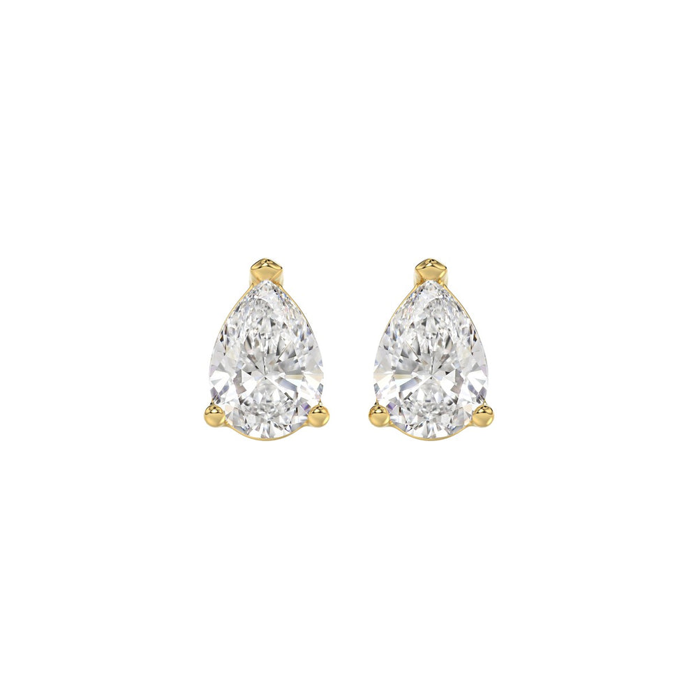LADIES SOLITAIRE EARRINGS 2CT PEAR DIAMOND 14K YELLOW GOLD