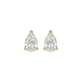 LADIES SOLITAIRE EARRINGS 2CT PEAR DIAMOND 14K YELLOW GOLD