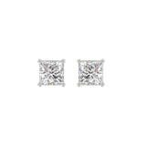 LADIES SOLITAIRE EARRINGS 2CT PRINCESS DIAMOND 14K WHITE GOLD