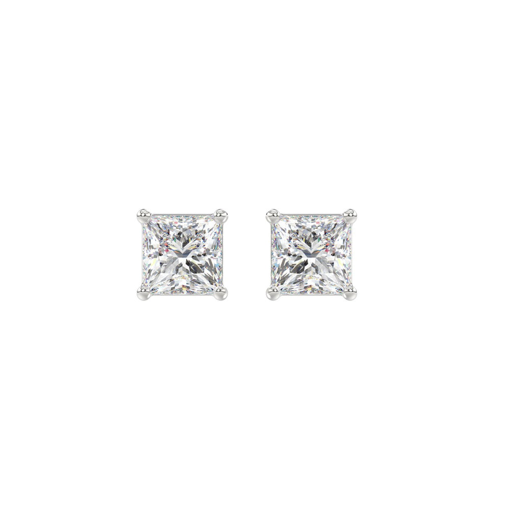 LADIES SOLITAIRE EARRINGS 1 1/2CT PRINCESS DIAMOND 14K WHITE GOLD (CENTER STONE PRINCESS DIAMOND 3/4CT)