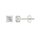 LADIES SOLITAIRE EARRINGS 1 1/2CT PRINCESS DIAMOND 14K WHITE GOLD (CENTER STONE PRINCESS DIAMOND 3/4CT)