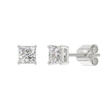 LADIES SOLITAIRE EARRINGS 1 1/2CT PRINCESS DIAMOND 14K WHITE GOLD (CENTER STONE PRINCESS DIAMOND 3/4CT)