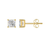 LADIES SOLITAIRE EARRINGS 1 1/2CT PRINCESS DIAMOND 14K YELLOW GOLD (CENTER STONE PRINCESS DIAMOND 3/4CT)