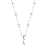 LADIES NECKLACE 9 1/6CT ROUND/PEAR DIAMOND 14K WHITE GOLD