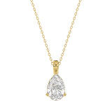 LADIES SOLITAIRE PENDANT WITH CHAIN 1 1/2CT PEAR DIAMOND 14K YELLOW GOLD