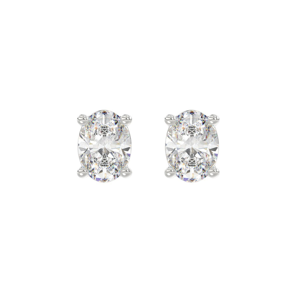 LADIES SOLITAIRE EARRINGS 3CT OVAL DIAMOND 14K WHITE GOLD (CENTER STONE OVAL DIAMOND 1 1/2CT )