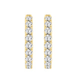 LADIES HOOP EARRINGS 11CT ROUND DIAMOND 14K YELLOW GOLD