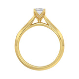 LADIES SOLITAIRE RING 1CT EMERALD DIAMOND 14K YELLOW GOLD