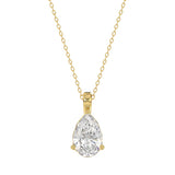 LADIES SOLITAIRE PENDANT WITH CHAIN 2CT PEAR DIAMOND 14K YELLOW GOLD