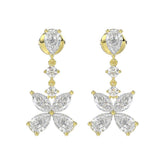 LADIES EARRINGS 3CT ROUND/MARQUISE/PEAR DIAMOND 14K YELLOW GOLD