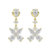 LADIES EARRINGS 3CT ROUND/MARQUISE/PEAR DIAMOND 14K YELLOW GOLD