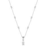 LADIES NECKLACE 7 1/2CT ROUND/EMERALD DIAMOND 14K WHITE GOLD