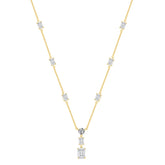 LADIES NECKLACE 7 1/2CT ROUND/EMERALD DIAMOND 14K YELLOW GOLD