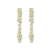 LADIES HOOP EARRINGS 2 1/2CT ROUND/EMERALD/MARQUISE DIAMOND 14K YELLOW GOLD