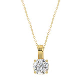 LADIES SOLITAIRE PENDANT WITH CHAIN 1CT ROUND DIAMOND 14K YELLOW GOLD (CENTER STONE ROUND DIAMOND 1CT )