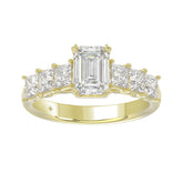 LADIES RING 3CT PRINCESS/EMERALD DIAMOND 14K YELLOW GOLD (CENTER STONE EMERALD DIAMOND 1 1/2CT )