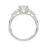 LADIES RING 2CT ROUND/EMERALD DIAMOND 14K WHITE GOLD (CENTER STONE EMERALD DIAMOND 1CT )