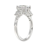 LADIES RING 2CT ROUND/EMERALD DIAMOND 14K WHITE GOLD (CENTER STONE EMERALD DIAMOND 1CT )