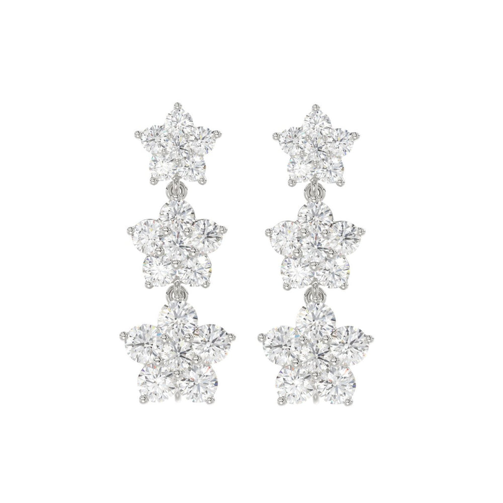 14K WHITE GOLD 3CT ROUND DIAMOND LADIES LINEAR EARRINGS