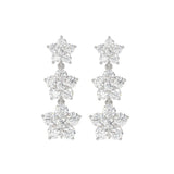 14K WHITE GOLD 3CT ROUND DIAMOND LADIES LINEAR EARRINGS